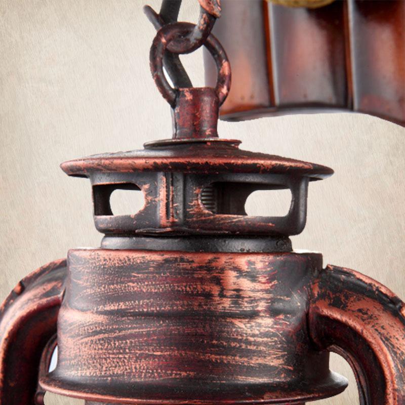 Retro Bamboo Weaving Handle 1-Light Antique Glass Kerosene Wall Lamp