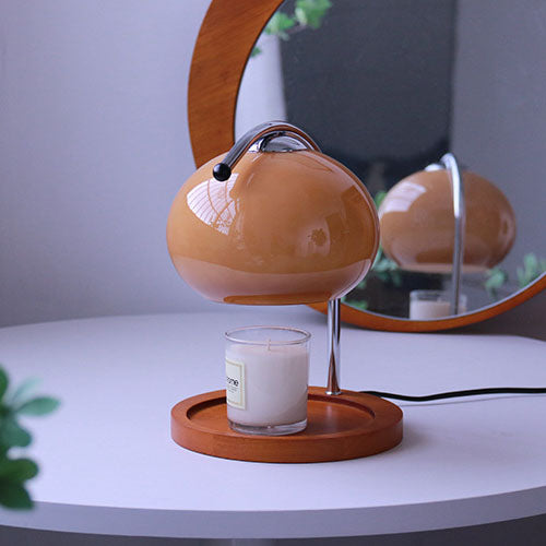 Contemporary Retro Glass Dome Solid Wood Metal Base 1-Light Melting Wax Table Lamp
