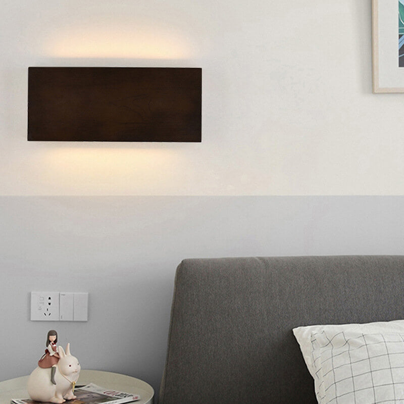 Aplique de pared LED rectangular de madera de tronco Wabi-sabi japonés 