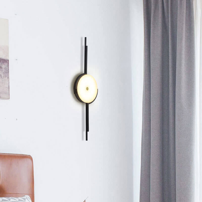 Simple Light Luxury Creative Geometric Round Clock Design 1-Light Wall Sconce Lamp