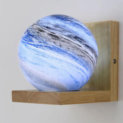 Nordic Creative Planet Glas Holz 1-flammige Wandleuchte