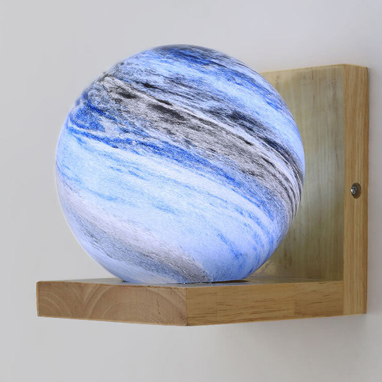 Nordic Creative Planet Glas Holz 1-flammige Wandleuchte