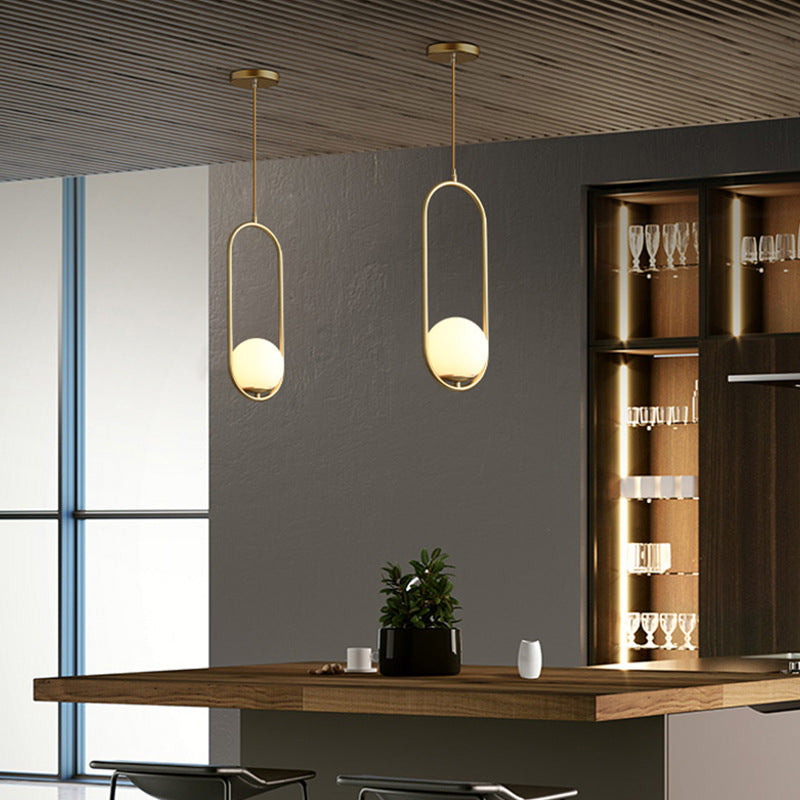Modern Light Luxury Minimalist Oval Glass Orb 1/2-Light Pendant Light