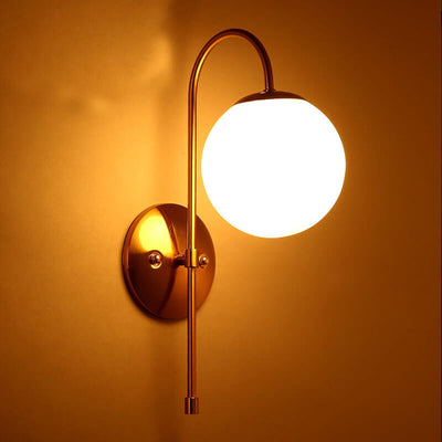 Industrial Iron Glass Globe Shade 1-Light Wall Sconce Lamp