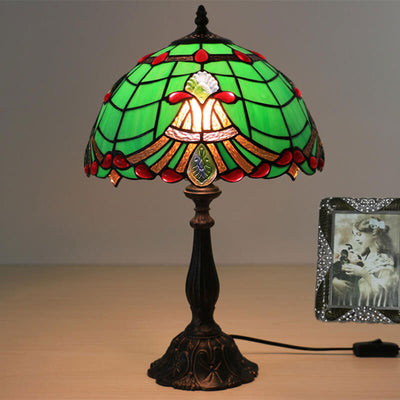 Tiffany Curved Lucite Beads Stained Glass 1-Light Table Lamp