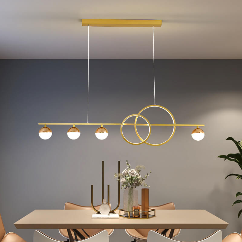 Modern Luxury Long Strip Round Globe Design LED Island Light Chandelier