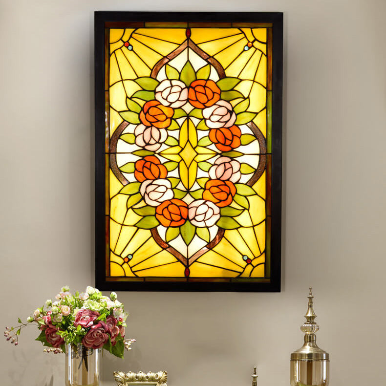 Tiffany Creative Pastoral Rose Pattern Mural Design LED-Wandleuchte 