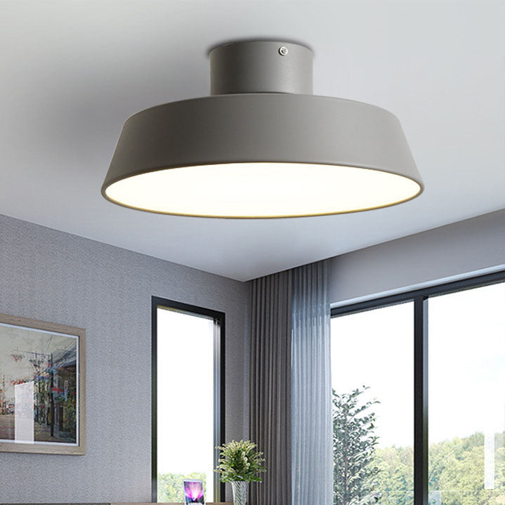 Contemporary Scandinavian Round Pot Iron LED Flush Mount Ceiling Light for Living Room