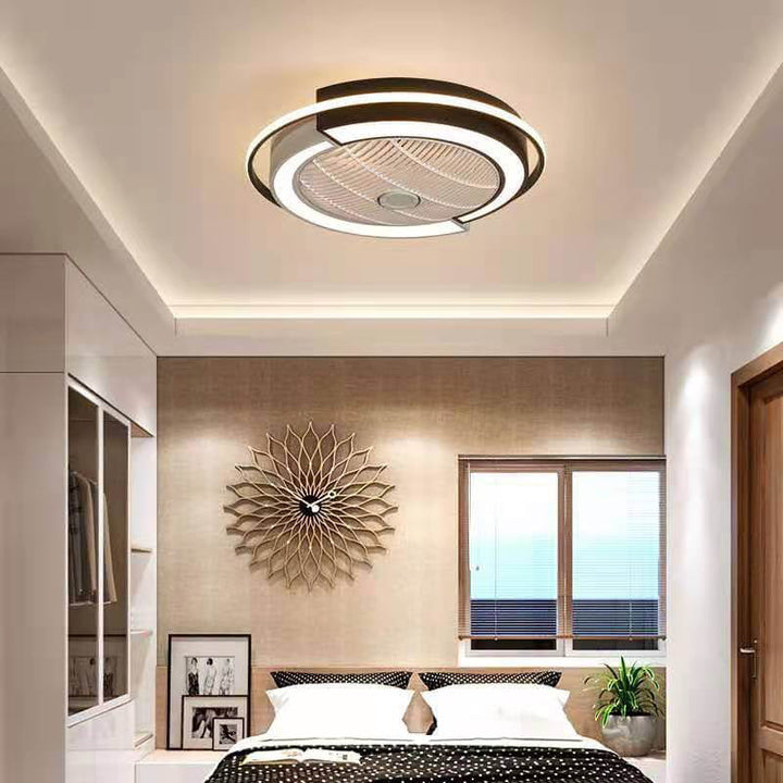 Modern Creative Round LED Semi-Flush Mount Ceiling Fan Light