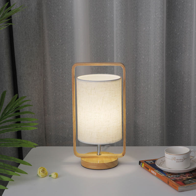 Modern Minimalist Wood Cloth Portable LED Night Light Table Lamp