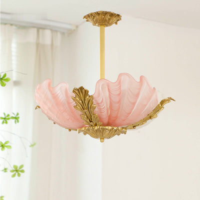 Modern Art Deco Shell Shape Brass Finish Frame 3/4-Light Chandelier for Living Room