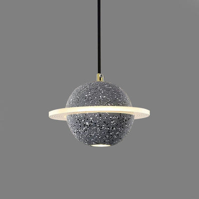 Contemporary Creative Planet Cement Acrylic LED Pendant Light For Bedroom