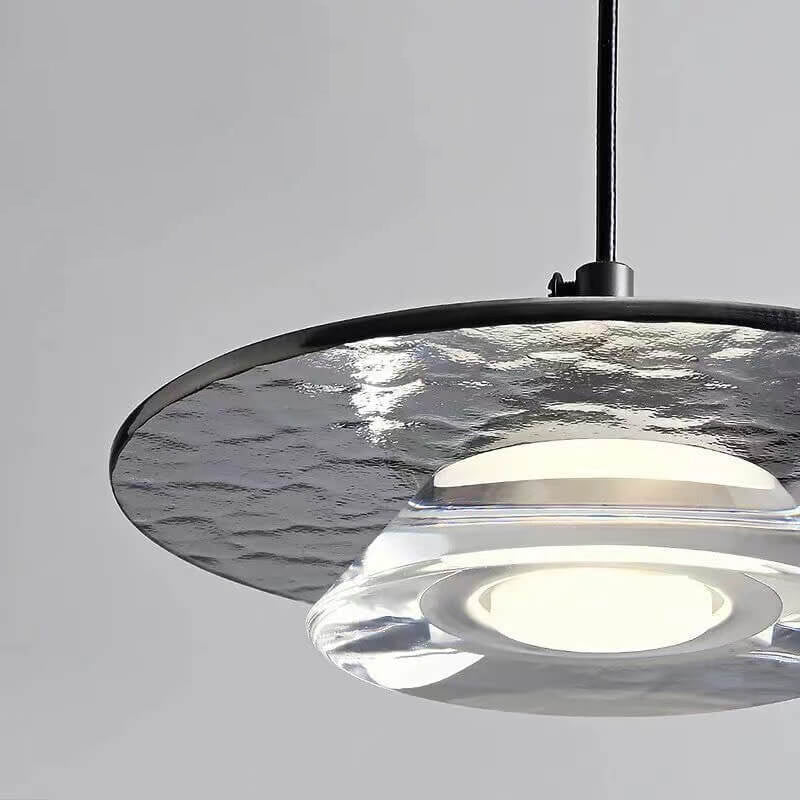 Moderne minimalistische konische Scheibe Aluminium Acryl Glas LED Pendelleuchte 