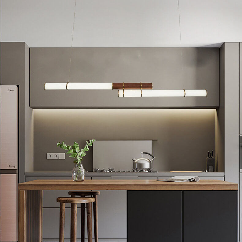 Nordic Minimalist Long Column Linear LED Island Light Chandelier