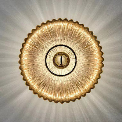 Nordic Vintage Striped Glass Round Disc 1-Light Wall Sconce Lamp