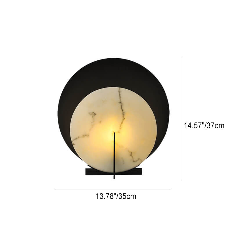 Contemporary Creative Double Discs Marble Iron 1-Light Table Lamp For Bedroom