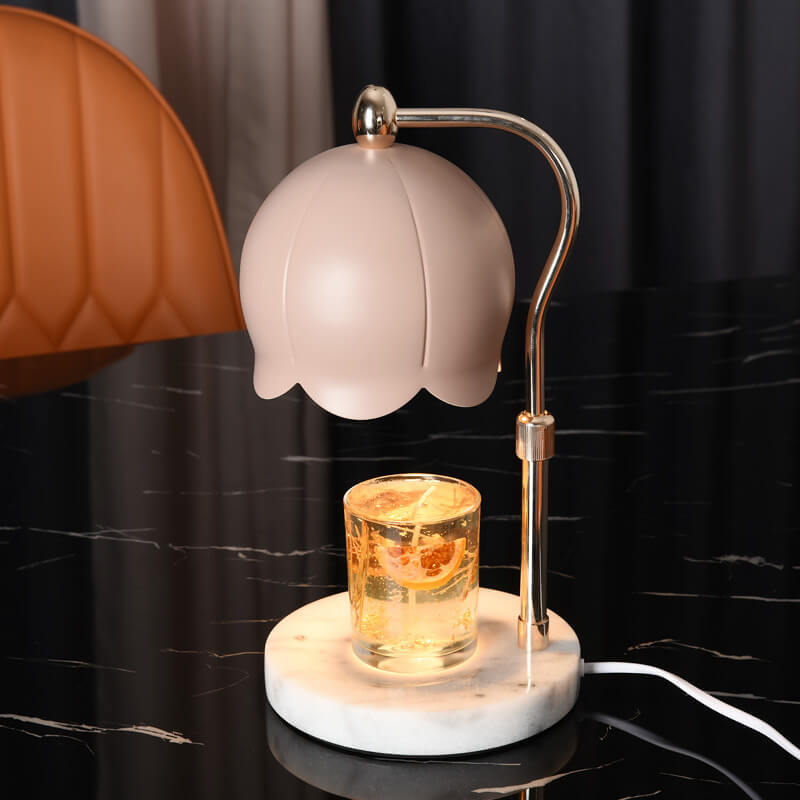 Europäische, minimalistische, anhebbare 2-Licht-Tischlampe aus schmelzendem Wachs aus Marmor