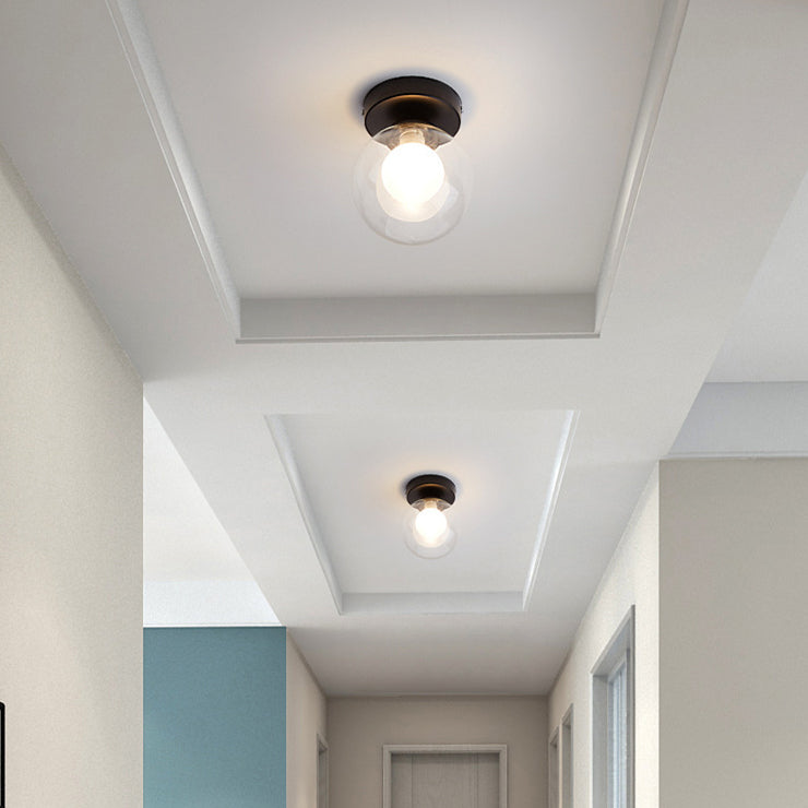 Modern Simple Glass Round Ball 1-Light Semi-Flush Mount Ceiling Light