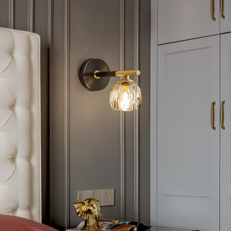 Toda la lámpara de aplique de pared de lujo de cristal de cobre de 1/2 luces 