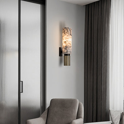 Modern Light Luxury Cylindrical Hardware Stone 1-Light Wall Sconce Lamp