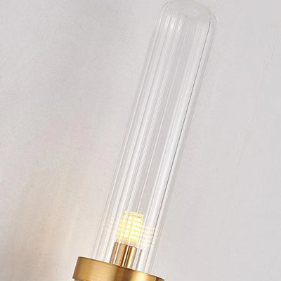 European Retro Long Tube Iron Aluminum Glass 2-Light Wall Sconce Lamp