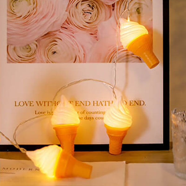Crème glacée créative moderne pour enfants, guirlande lumineuse LED avec batterie USB, décoration 