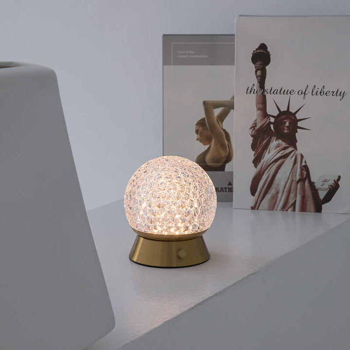 Lámpara de mesa LED ambiental USB de bola redonda de hierro acrílico de lujo moderno 