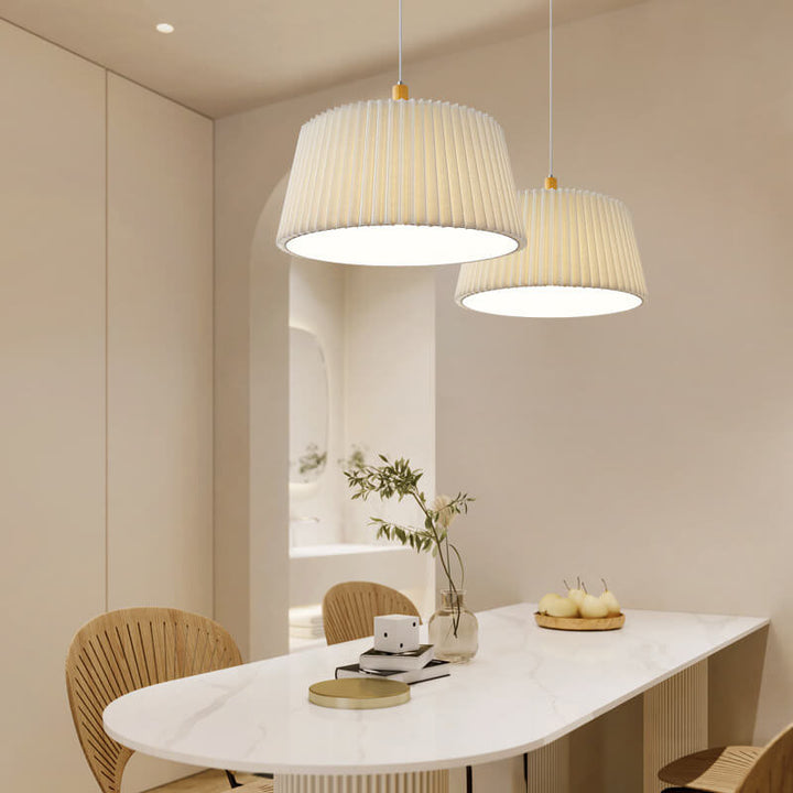 Nordischer minimalistischer einfarbiger Massivholz-Stoff 1-Licht Pendelleuchte 