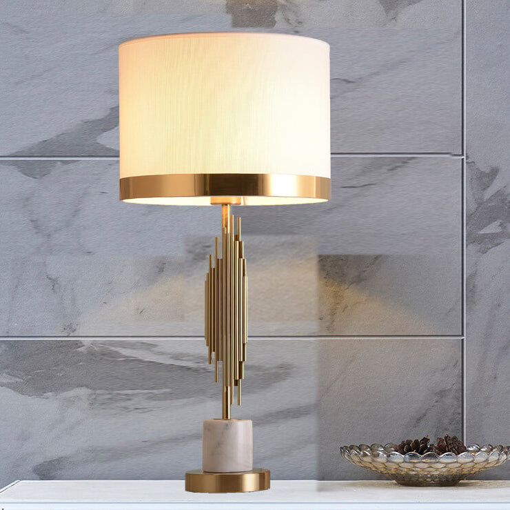 Nordic Luxury Fabric Marble Base 1-Light Table Lamp