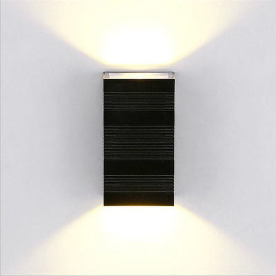 Modern Pure Black Rectangular Waterproof Aluminum LED Wall Sconce Lamp