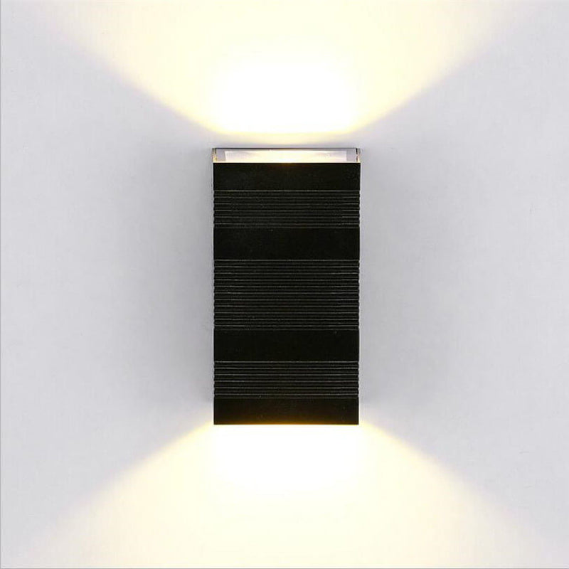 Modern Pure Black Rectangular Waterproof Aluminum LED Wall Sconce Lamp