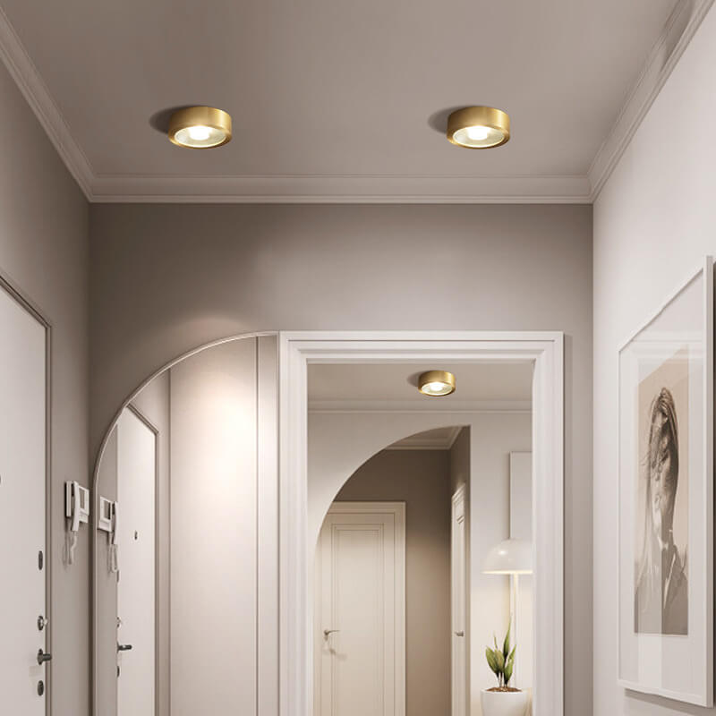 Moderne luxuriöse runde Kupfer-Ultraflach-LED-Deckenleuchte für den Flur 