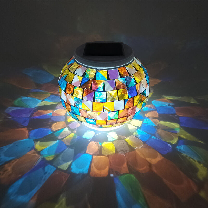 Luz de césped LED para exteriores de mosaico impermeable ABS solar Tiffany 