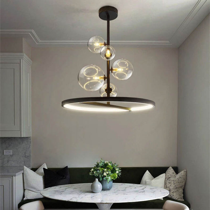 Nordic Modern Creative Runde Blasenball Hardware Glas 5-Licht Kronleuchter 