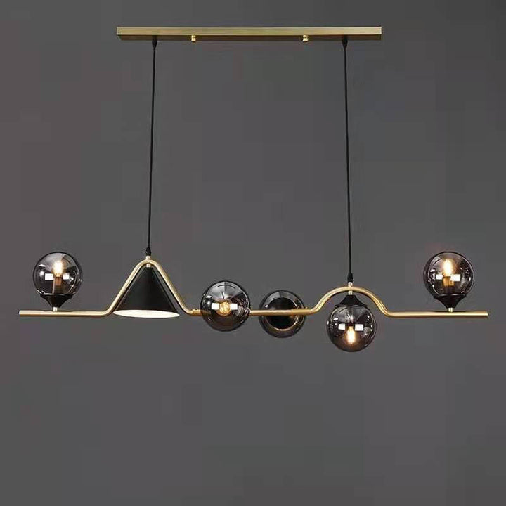 Moderner, minimalistischer, runder Glas-Kronleuchter mit 6 Lichtinseln 