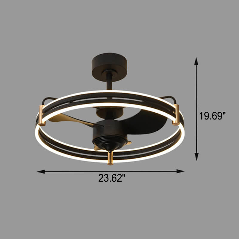 Nordic Minimalist Round Inverter LED Downrod Deckenventilator Licht 