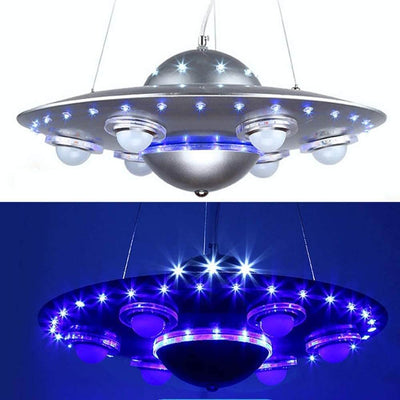 Contemporary Creative Kids Spaceship Iron Glass LED Chandelier For Bedroom