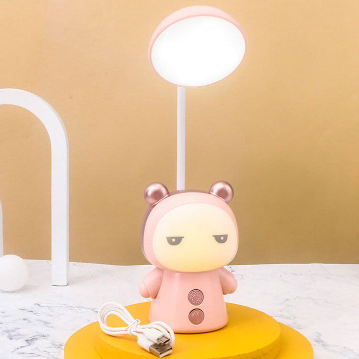 Lampe de bureau pour enfants avec LED de soin des yeux colorée ABS de poupée de dessin animé 
