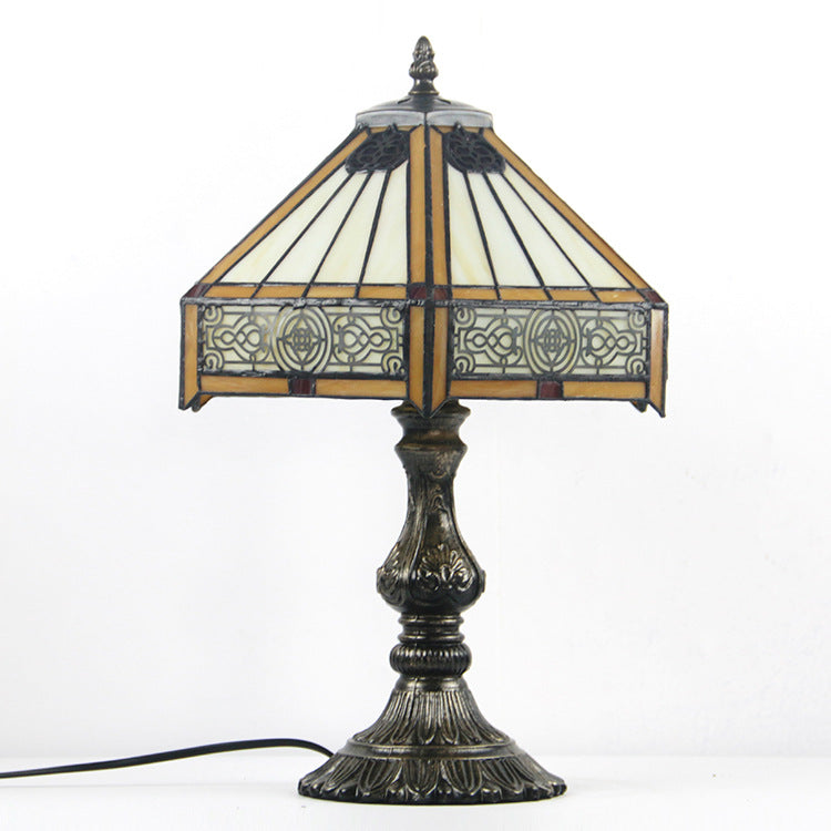 Lampe de Table Vintage Européenne Tiffany en Alliage et Verre à 1 Lumière 