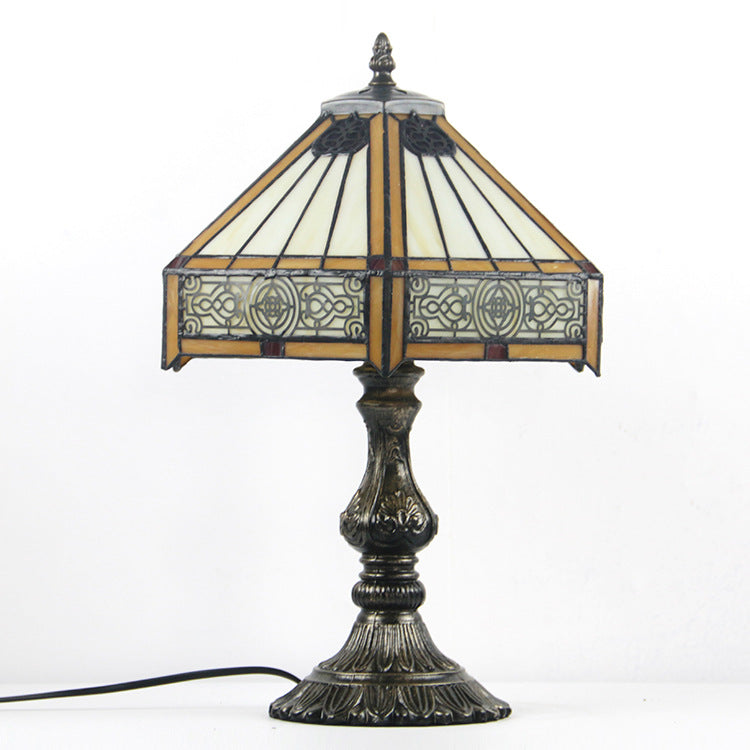 Europäische Vintage Tiffany-Legierung Glas 1-Licht-Tischlampe 