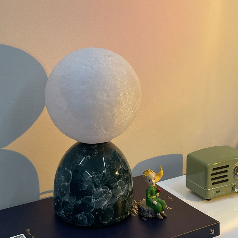 Contemporary Creative 3D Printed Moon Ceramic Base USB Table Lamp For Bedroom