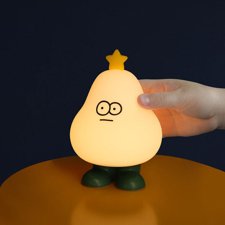 Lampe de table LED à minuterie en silicone créatif en forme de poire dessin animé 