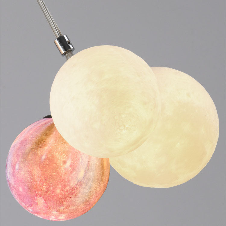 Lustre à 9 lumières en fer créatif moderne en forme de lune 