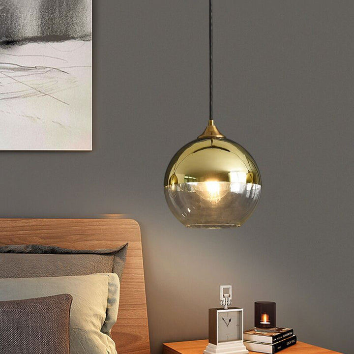 Moderne Einfachheit Kugelförmige 1-flammige Pendelleuchte mit Glasschirm für Schlafzimmer 