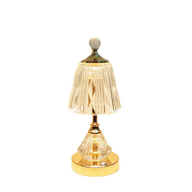 Modern Luxury Glass Metal Diamond Base LED Table Lamp For Bedroom