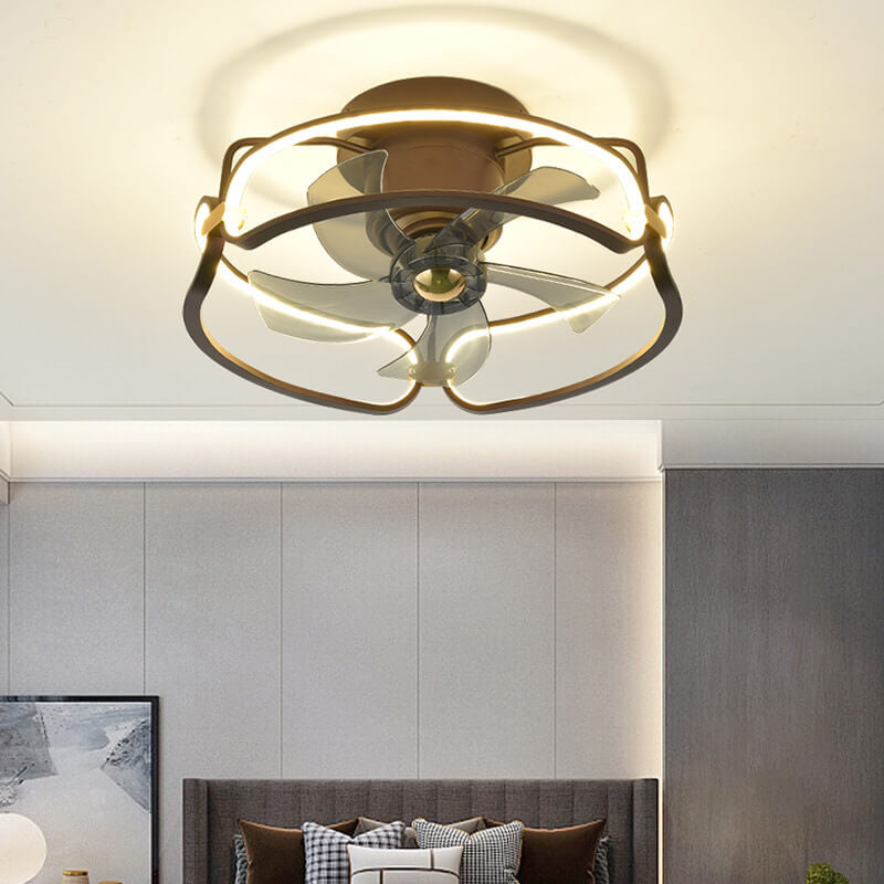 Modern PVC Acrylic Shade Optional LED Flush Mount Ceiling Fan Light