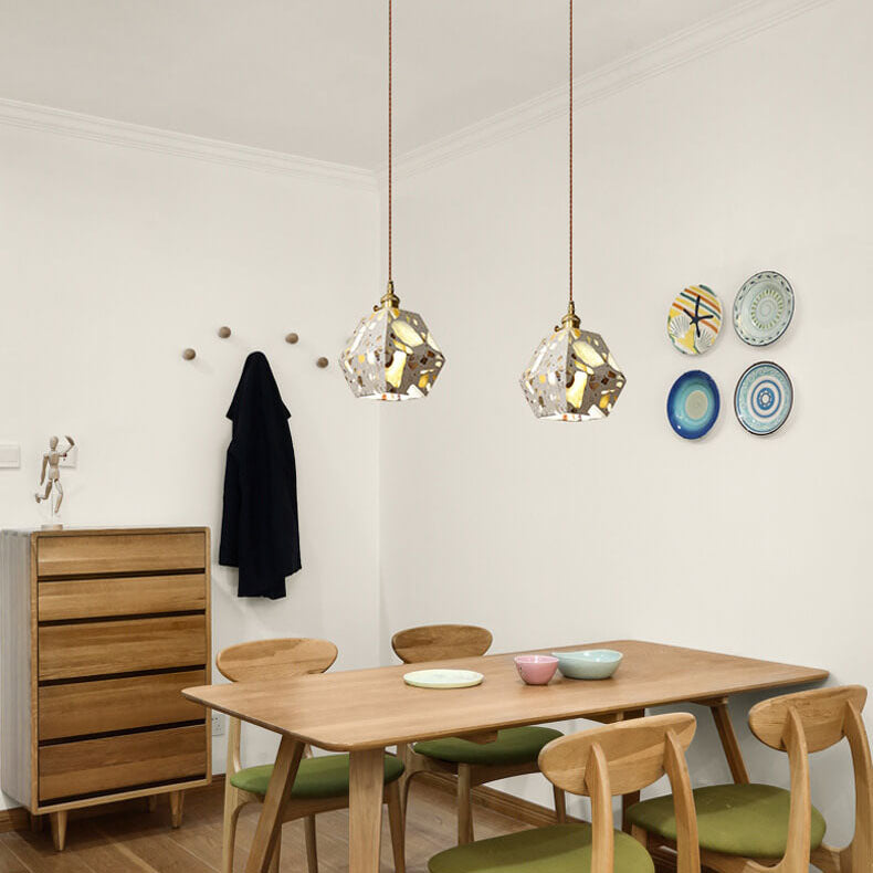 Japanese Retro Terrazzo Polygons 1-Light Pendant Light