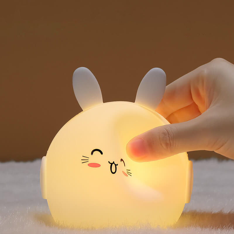 Lámpara de mesa con luz LED USB de silicona con forma de ciervo y conejo creativo 
