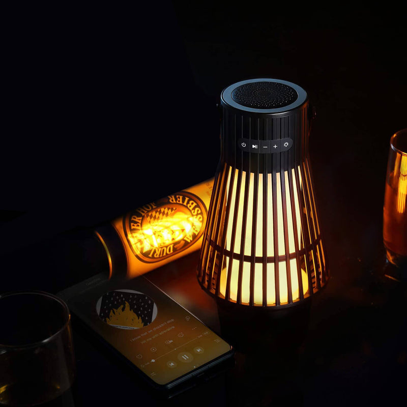 Waterproof Plastic Hollow Bar Lampshade LED Bluetooth Speaker Outdoor Lamp
