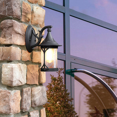 European Outdoor Glass Hexagonal Cage Waterproof 1-Light Wall Sconce Lamp